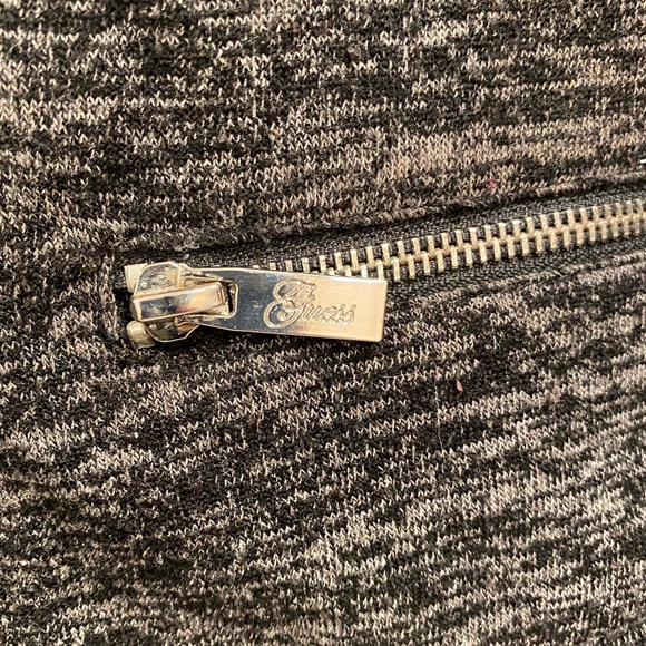 Black Guess faux-leather and grey woven fabric jacket - Picture 3 of 6